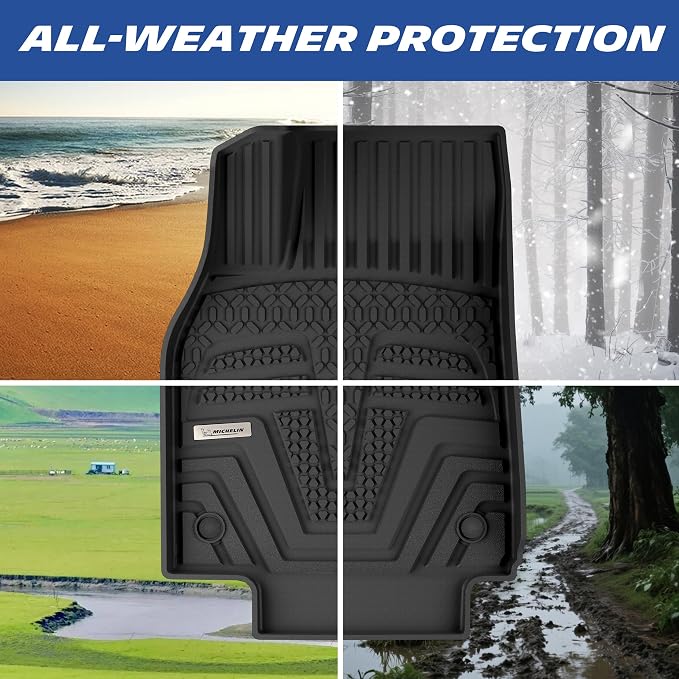 Michelin Vehicle Mat, All-Weather TPE Custom Fit Liner for Tesla Model Y 5 Seat Floor Mats 2025-2027 (10 Piece), Elite
