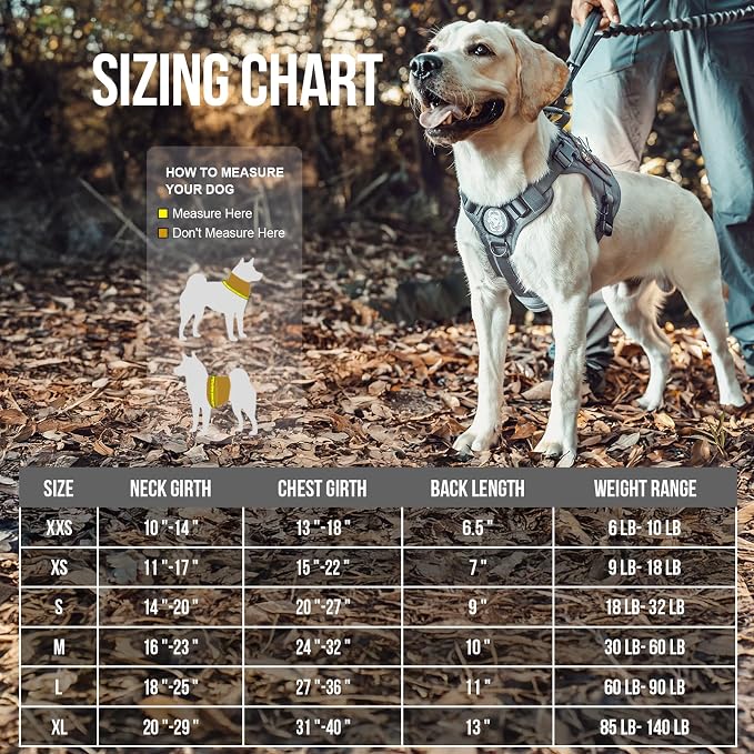 OneTigris Tactical Dog Harness Vest No-Pull Service Dog Vest for Large Dogs | 1000D Pullable Nylon, with Control Handle and Hook & Loop Panels, Easy On & Off, Adjustable for Walking Training Gray L