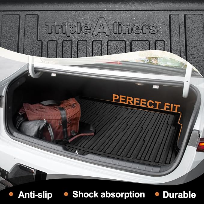 TripleAliners Floor Mats & Trunk Mat Full Set Compatible with 2024 2025 2026 Kia K4 All Weather Liners TPE Custom Fit Anti-Slip Full Coverage Odorless Waterproof Cargo Liners(Trunk Mat+ Floor Mats)
