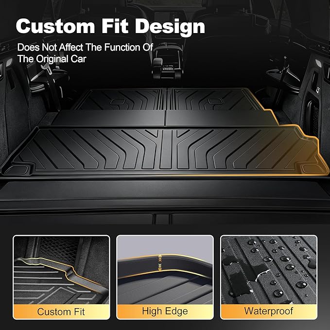 Cargo Liner & Third Row Seat Back Mats Compatible with 2019-2026 BMW X7 G07 (Not for 2021-2022 X7 50i / 2025 X7 40i): AOMSAZTO Custom Fit 2019-2026 BMW X7 All Weather Anti Skid TPE Trunk Liner
