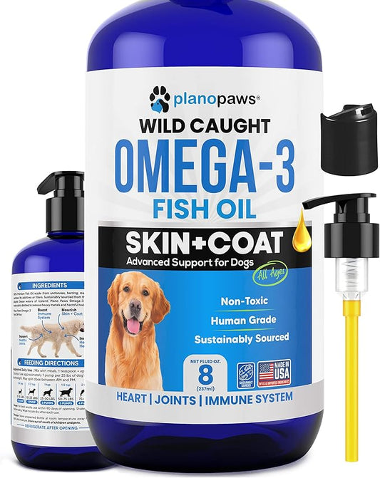 Omega 3 Fish Oil for Dogs - Better Than Salmon Oil - Dog Fish Oil Supplement to Reduce Shedding & Itching - Supports Joints, Brain, and Heart Health - Skin and Coat Supplement - Liquid Fish Oil