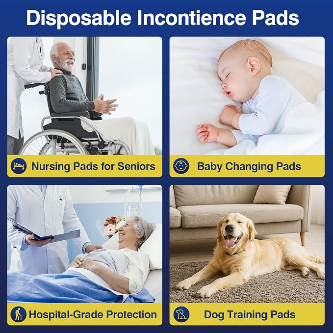 MKISS Bed Pads Disposable 36" x 36" 100 Count, Extra Large Incontinence Underpads, Leak-Proof & Quick-Drying Disposable Pee Pads for Elderly, Adults, Kids, Puppy Training