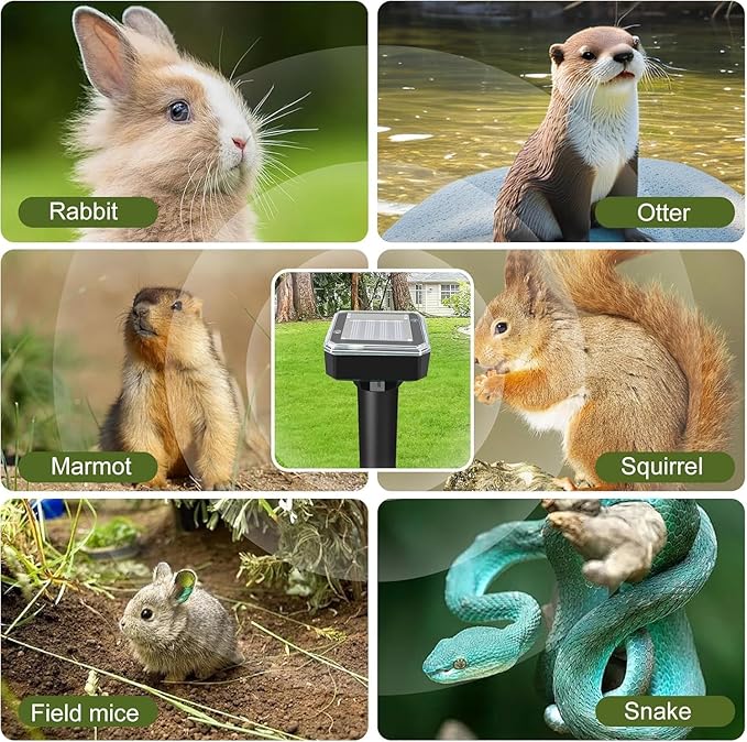 8 Pack Ultrasonic Mole Repellent,Solar Powered Gopher Mole Repellent Stakes for Chipmunks,Snake,Gophers,Voles,Waterproof Sonic Moles Deterrent for Outdoor House (8 Pack)