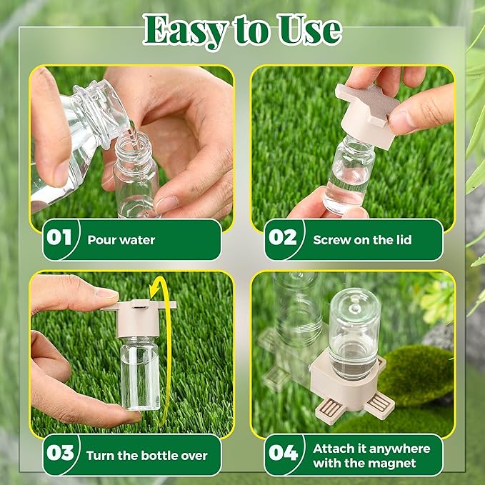 2 Pcs 10ML Jumping Spider Water Dispenser with Magnets, Jumping Spider Accessories for Tarantulas Enclosure/Habitat, Magnetic Water Feeder for Small Animals, Geckos(Wooden Color)