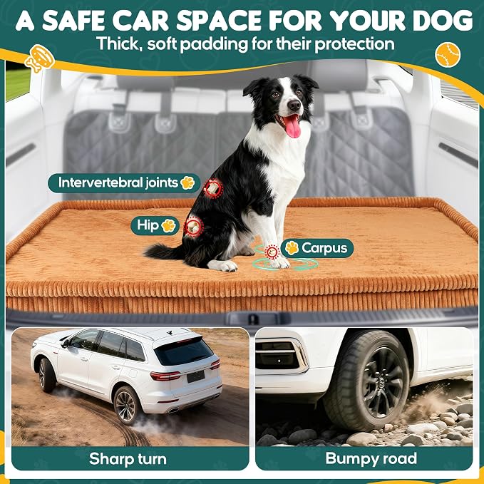 Loiion Dog Car Bed, Non-Slip Backseat Extender Pet Mat 56"x28.7"x2" | Removable, Washable Dog Bed With Waterproof Liner Protects Car Seats, Anti-Slip Travel Bed For Dogs