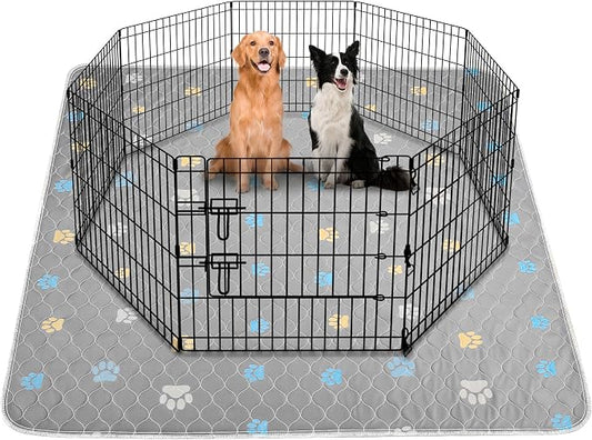 Aitmexcn Washable Pee Pads for Dogs, 2 Pack Extra Large Reusable Puppy Training Pads, Heavy Absorbency, Leak-Resistant Non-Slip Mats for Playpens, Whelping and Senior Dogs, Gray (48"x48")