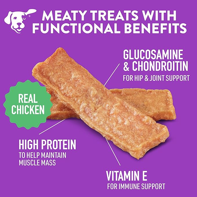 Dogswell Immunity & Defense, Flaxseed Oil, Turmeric, Vitamin E & A, Healthy Aging, Chicken Jerky, 24 oz. Bag