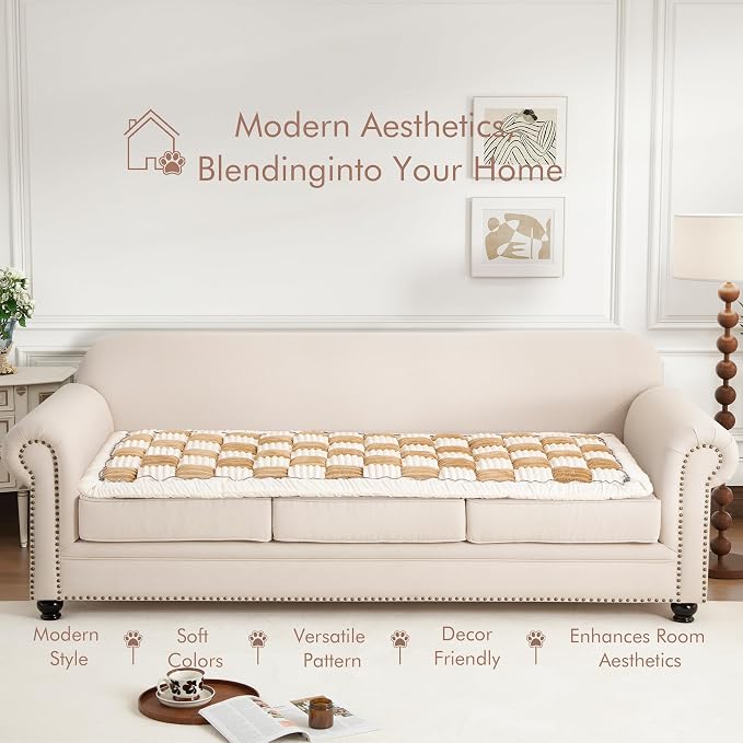 Couch Cover for Sofa, Sectional Couch Cover for Dogs, Sofa Cover Washable, Cushion Cover Blanket Pad Bed Mat for Pets, Fleece Furniture Protector, Camel, 27.6x70.9in