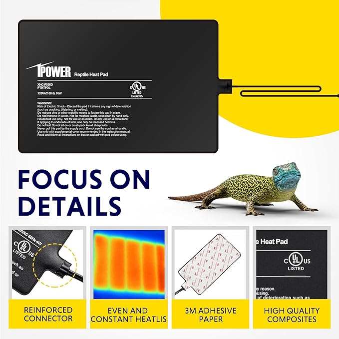 iPower 8 by 12-Inch 16W Reptile Heat Mat, LCD Digital Aquarium Thermometer, Under Tank Warmer Terrarium Heat Pad for Turtles Lizards Frogs and Other Small Animals, Multi Sizes