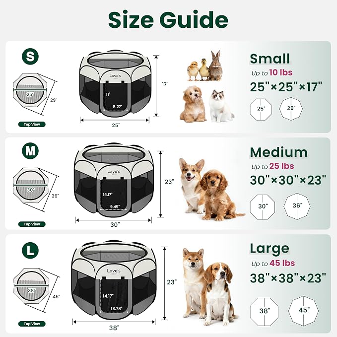 Love's cabin Pet Puppy Dog Playpen, Small Dog Tent Crates Cage Indoor/Outdoor, Portable Playpen for Cat, Foldable Pop Up Dog Kennel Playpen with Carring Case, Removable Zipper Top, Grey