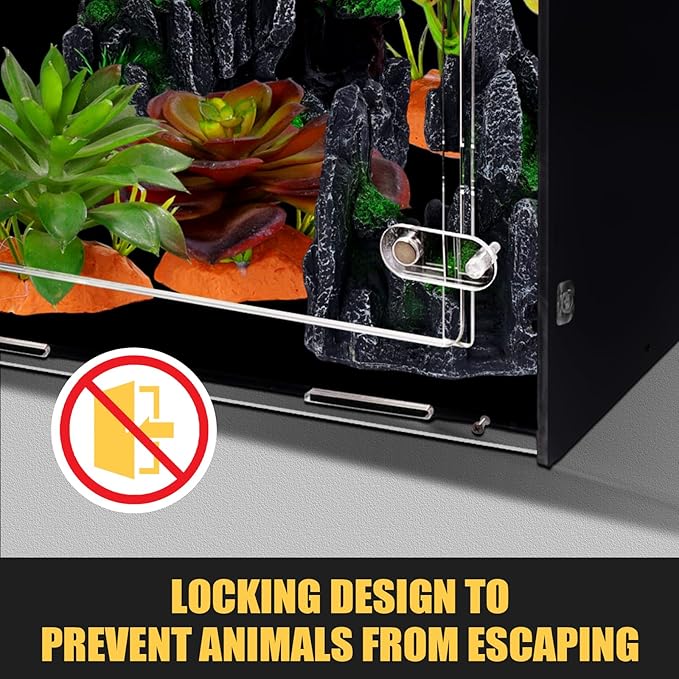 Reptile Enclosure for Crested Gecko – 8x8x12 Reptile Tank for Gecko, Snake, and Lizard – PVC Terrarium for Small Pets