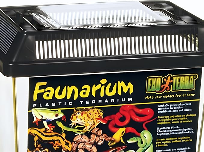 Exo Terra Faunarium Small PT2255 – Plastic Reptile Terrarium and Transport Container for Lizards, Spiders & Amphibians
