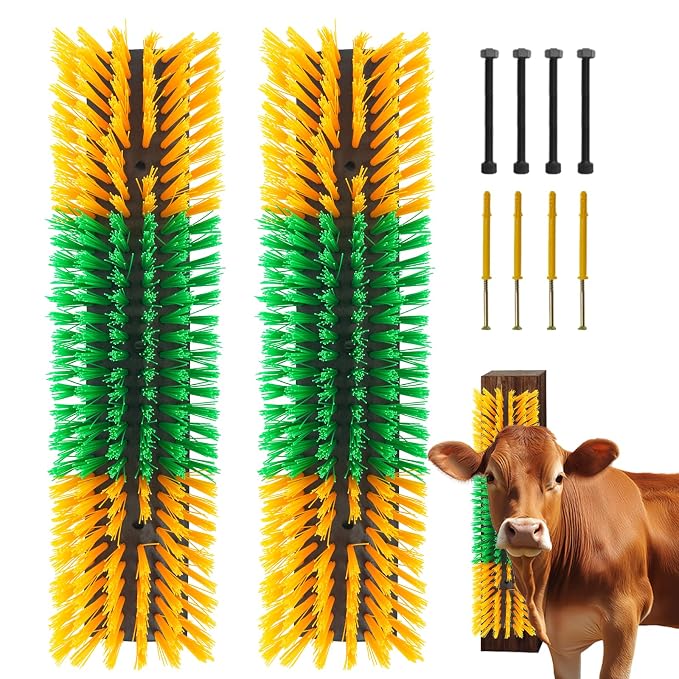 Livestock Scratch Brush Animal Back Scratching Brush for Cow | Livestock Grooming Brush Farm Animal Scratcher Livestock Itch Reliever Farm Mount‑able Brush Animal Self‑Groomer