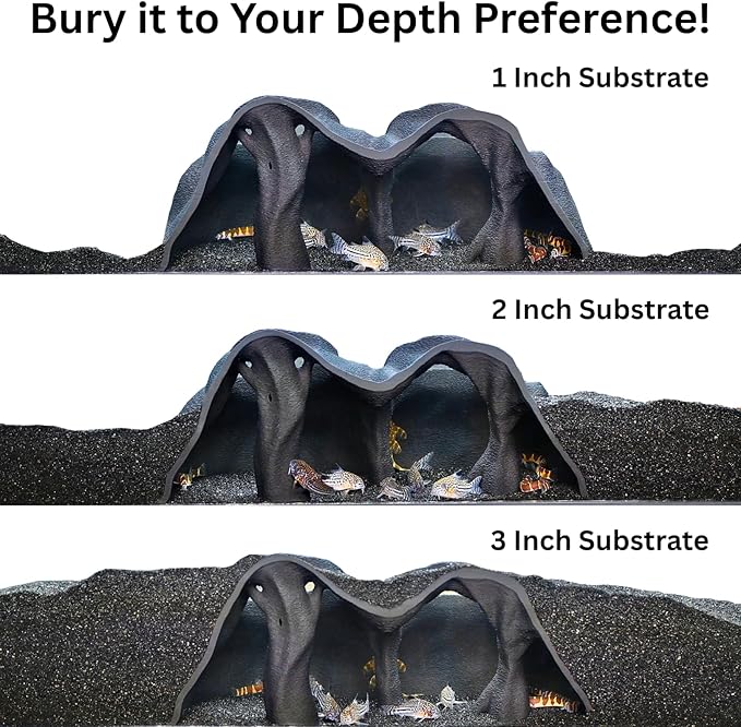 Aquarium Underground Cave Natural Mangrove Tree | Viewing Fish Under Gravel Tunnel Hide | Fish Tank Hideout Decor Decoration Enrichment for Corydora Catfish, Kuhli Loach, Clown Loach, Pleco, Betta