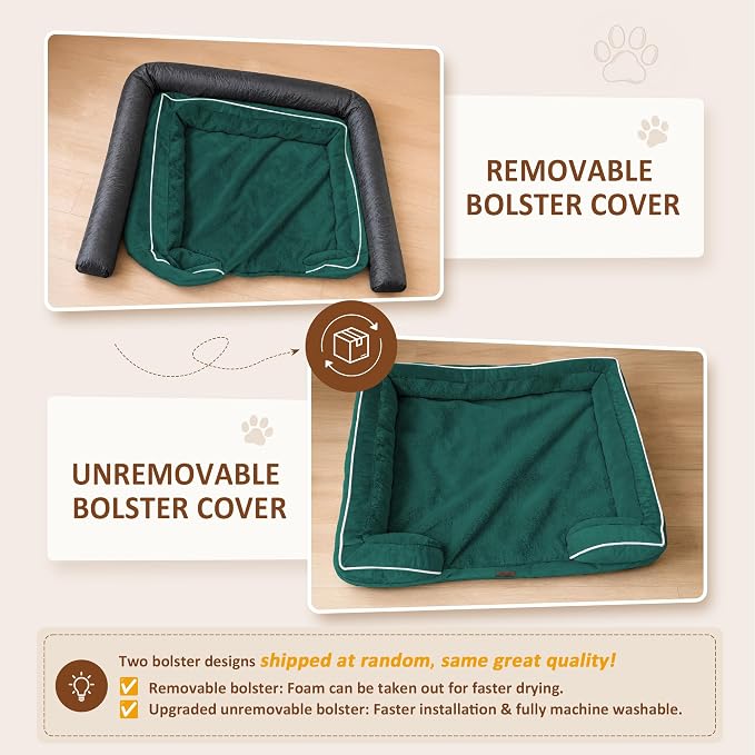 Comfort Expression Waterproof Orthopedic Dog Beds for Extra Large Dog | Supportive Egg Crate Foam Big Dog Bed with Removable Bolster, Dog Couch with Washable Cover & Non-Slip Bottom, 53x42Inch