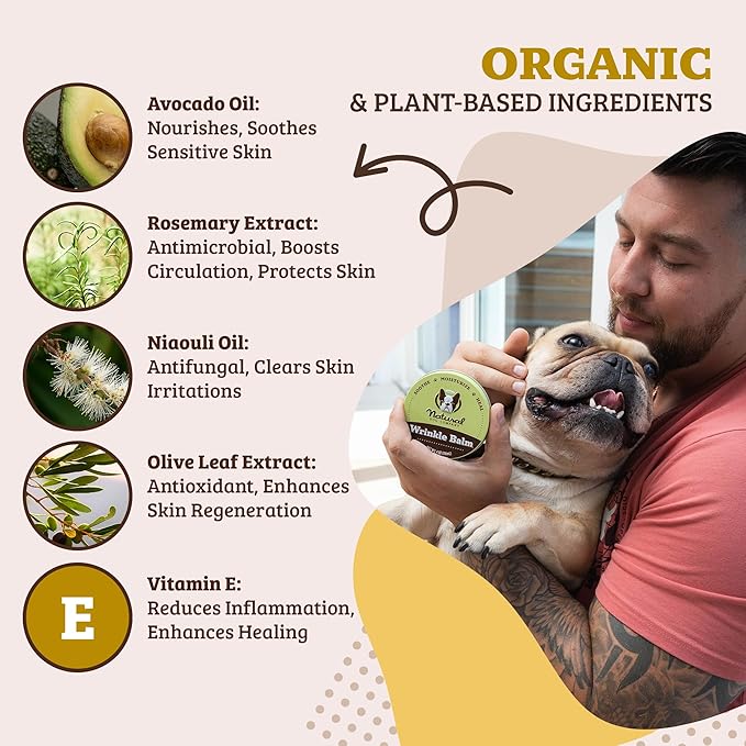 Natural Dog Company Wrinkle Balm, Travel Stick, 0.15 oz, 4 Pack, Dog Lotion for Dry Itchy Skin, Cleans Wrinkles, Yeast Infection Treatment for Dogs, Plant Based, Made in USA