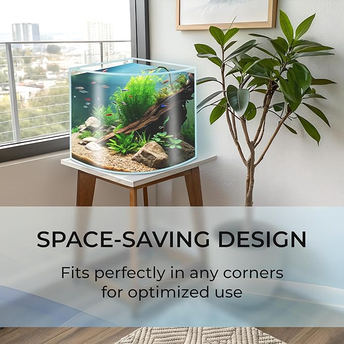 Skywin Betta Fish Tank - 1.71 Gallon, Acrylic Beta Fish Aquariums, Corner Fish Tank, Small Fish Tank for Real Life Fish, Clear Seamless Desktop Corner Aquarium for Small Fish, Shrimp & Plants Only