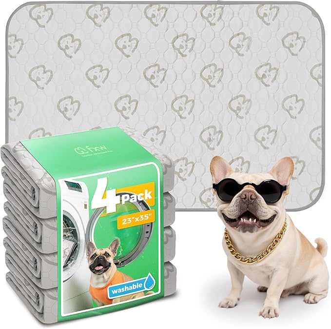 FXW Washable Pee Pads for Dogs, Super Absorbent, 23" x 35", 4 Packs | Machine washable, Non-slip backing