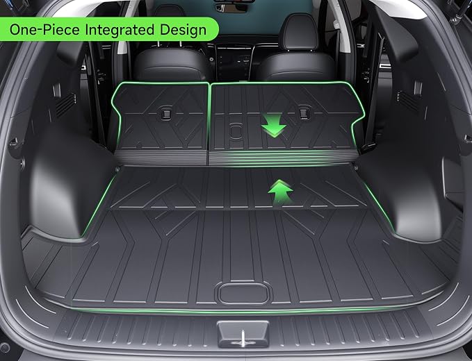 Cargo Trunk Mat with Backrest Mats for Kia Telluride 2020-2025(7/8 Seat),All Weather Protection TPE Heavy Duty Cargo Liner Telluride Accessories,Black