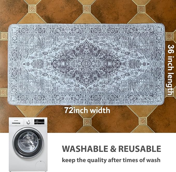 nunubaby Washable Pee Pads for Dogs, Stylish, Non-Slip and Leak-Proof Pee Pads. Reusable Potty Pads for Dogs for Crates and Floors.(Gray/Geo,36" x72" )