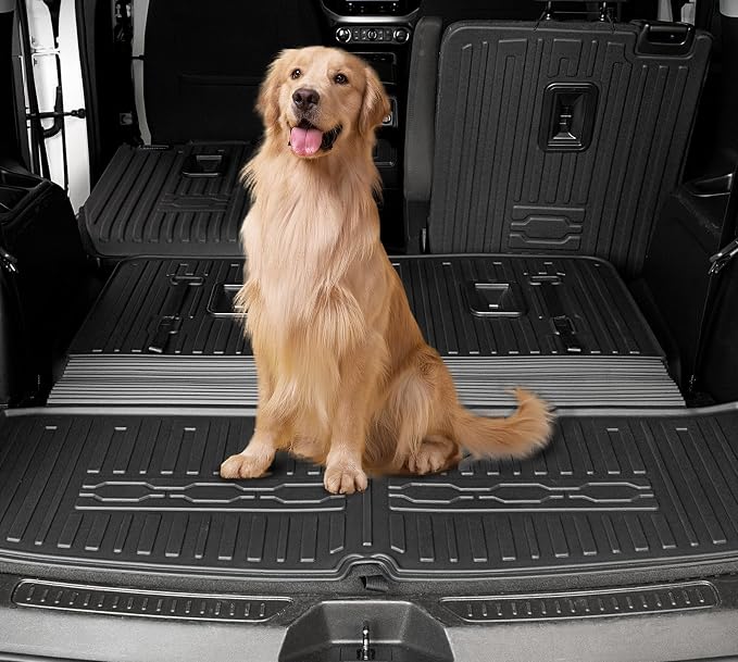 Cargo Mat Backrest Mats 2-in-1 Design for 2017-2023 GMC Acadia 6/7 Seats Accessories, All-Weather TPE Trunk Mat Cargo Liner Protector SLE/SLT/AT4/DENALI(Cargo Mat with Backrest Mats)