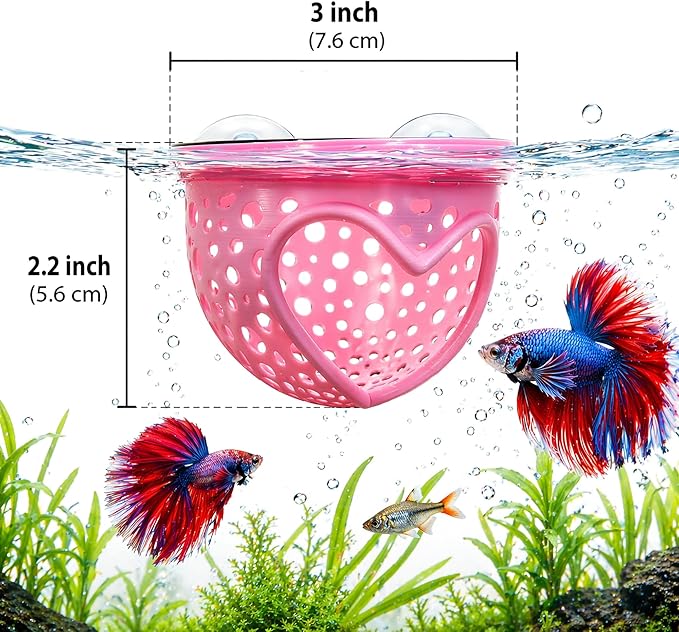 Heart Pink Floating Betta Tunnel with Strong Suction Cup, Floating Betta Enrichment Toys, Aquarium Betta Hammock, Promote Excercise & Stress Relief, Betta Fish Tank Decor Accessories