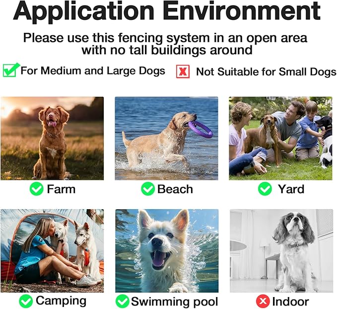 GPS Wireless Dog Fence for Medium Large Dogs, 2nd Gen Upgraded Electric Fence System with Enhanced Signal, 3 Training Modes, Range 97-3280ft Waterproof Fence Collar for Outdoor Use Only