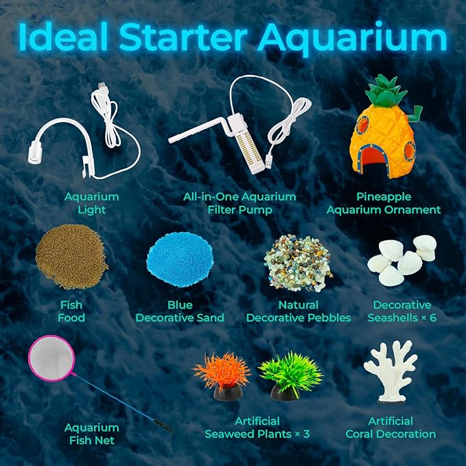 4 Gallon Fish Tank Aquarium Starter Kit with Filter and Light, All in One Small Fish Tank for Betta, Kids & Desktop Use, Self Cleaning Nano Aquarium with Lid(Medium White)