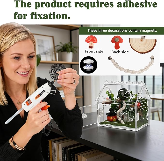 Jumping Spider Enclosure Accessories, 15PCS Decor Kit with Tarantula Habitat Hide Climbing Ledge Water Dish for Spider Tank Decorations