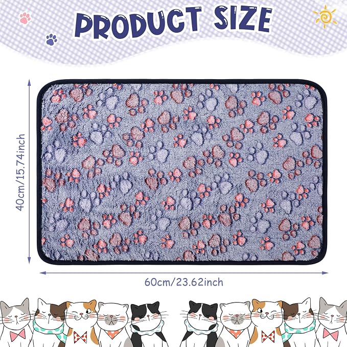 Tatuo 4 Pack Fleece Dog Blankets for Puppy Cats Multi-Size Sleep Mat for Pet Guinea Pig Soft Washable Warm Crate Bed Puppy Teething Toys Print Pattern Blanket Indoor(Blue,24 x 16 Inch,Paw)