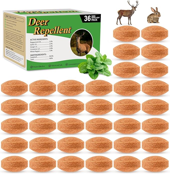 36 Pack Deer Repellent Rabbit Repellent Outdoor Deer Deterrent for Plants Flower Vegetable Tree Keep Deer Rabbit Out of Lawn Garden