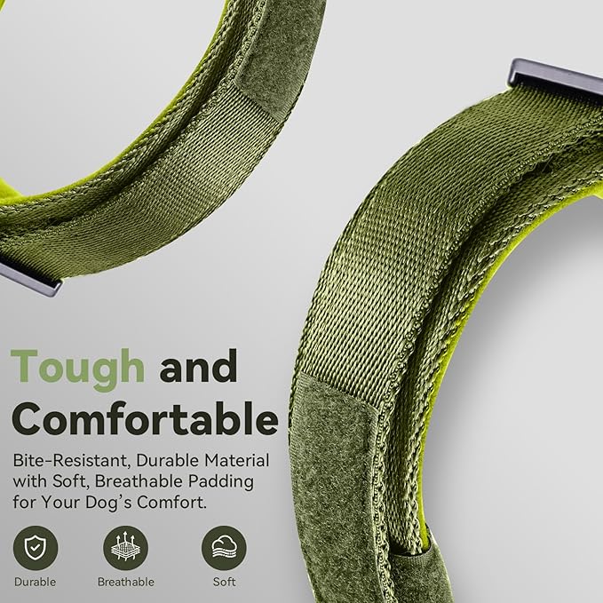 2026 Upgrade Waterproof AirTag Dog Collar, Military Tactical Dog Collar with AirTag Holder, Comfortable Control Handle and Metal Buckle, GPS Dog Collar Holder for Medium to Large Dogs (ArmyGreen, L)