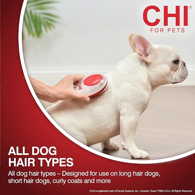CHI for Dogs Soap Dispensing Palm Brush, Handheld Dog Bathing Scrubber with Built-In Shampoo Dispenser, Soft Rubber Bristles for Massaging and Deep Cleaning All Dog Coat Types, Red | Built-in shampoo dispenser, soft rubber bristles, massages while deep...