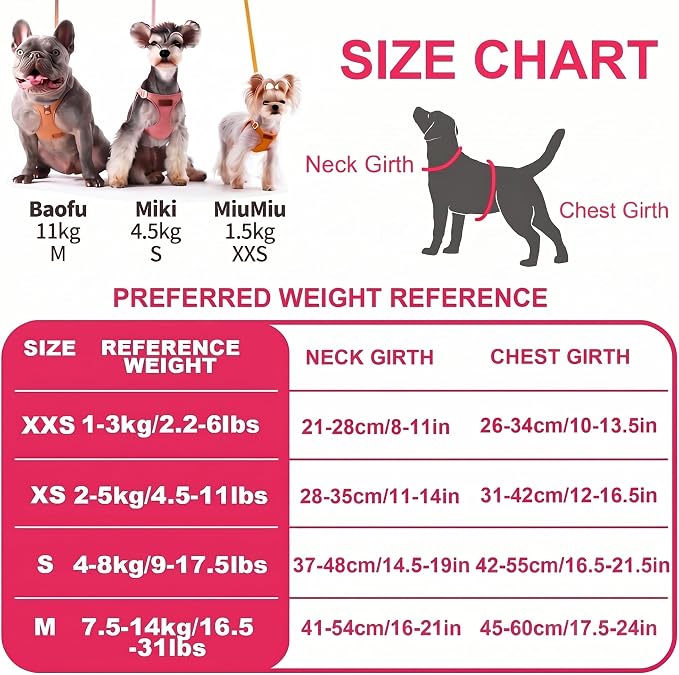 Puppytie No Pull Small Dog Harness with Multifunction Dog Leash,Lightweight Soft Adjustable No Choke Escape Proof Pet Harness Vest Pet Harness Vest,red,S