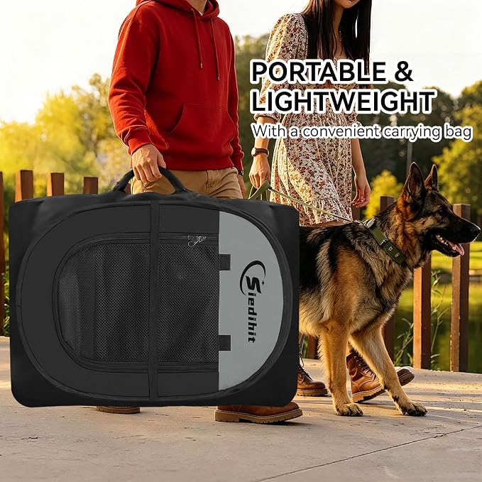 Siedihit Playpen for Extra Large Dog Cat, Dogs Tent Crate Cage | Indoor/Outdoor, Portable Pop Up Dog Kennel with Carrying Bag for Rabbits (Dark Grey, Extra Large)
