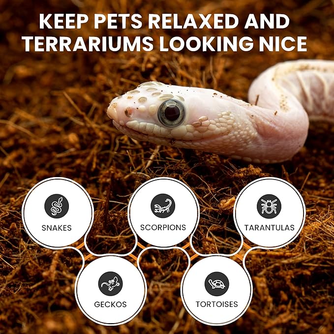 ReptiEarth Reptile Bedding, Fluffy Coconut Fiber Substrate 36 Quart Organic Coco Ready to Use for Bioactive Snake Terrarium, Lizard Tanks with Plants, for Frog, Tarantula or Hermit Crab Habitat (2 Pk)