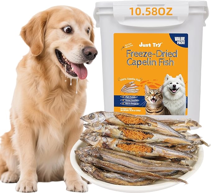 Just Try 10.58 oz Freeze Dried Minnows for Cat & Dog Treats Raw Single Ingredient High Protein Training Treats Pet Snacks Omega 3 for Skin Coat Health