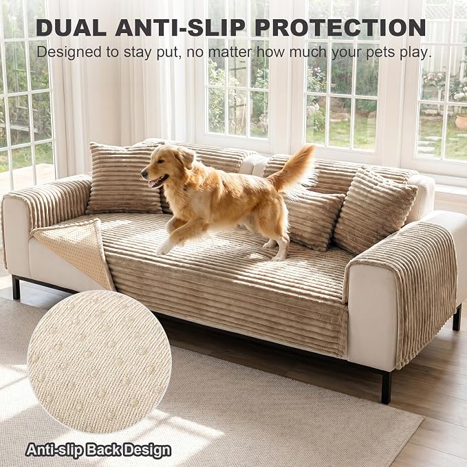 FUANGUI Waterproof Armrest Couch Cover for Dogs, Washable Backrest Cover | Soft Recliner Chair Protector, Cat Dog Armchair Armrest Cover Non-Slip Couch Covers Sofa Pet Friendly