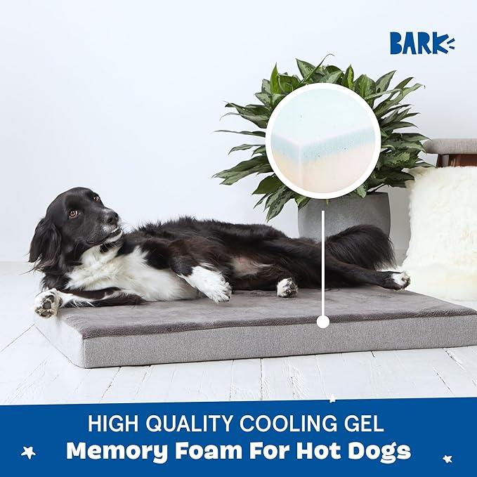 BarkBox Orthopedic Dog Bed - Large | with Memory Foam - Comfortable, Durable & Machine Washable Pet Bed - Grey