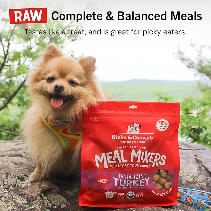 Stella & Chewy's Freeze-Dried Raw Tantalizing Turkey Meal Mixers- Dog Food Topper and Mixer - Made with 95% Cage-Free Turkey, Organs & Bone - Perfect for Picky Eaters - Grain-Free - 35 oz