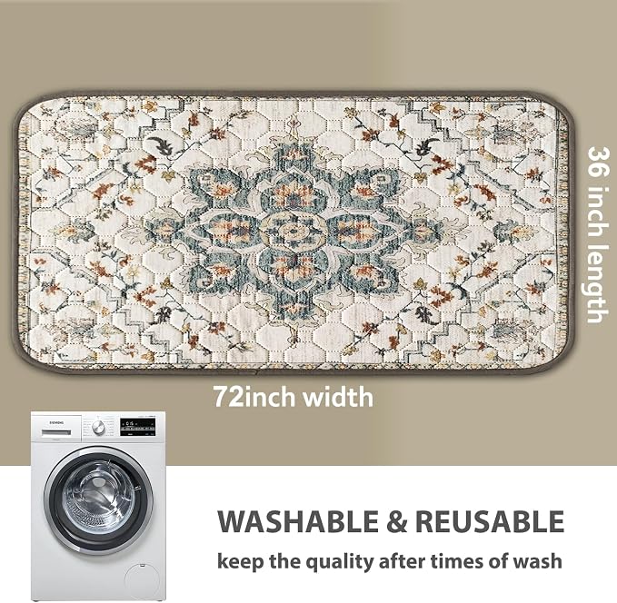 nunubaby Washable Pee Pads for Dogs, Stylish, Non-Slip and Leak-Proof Pee Pads. Reusable Potty Pads for Dogs for Crates and Floors.(Beige/Floral, 36" x72")