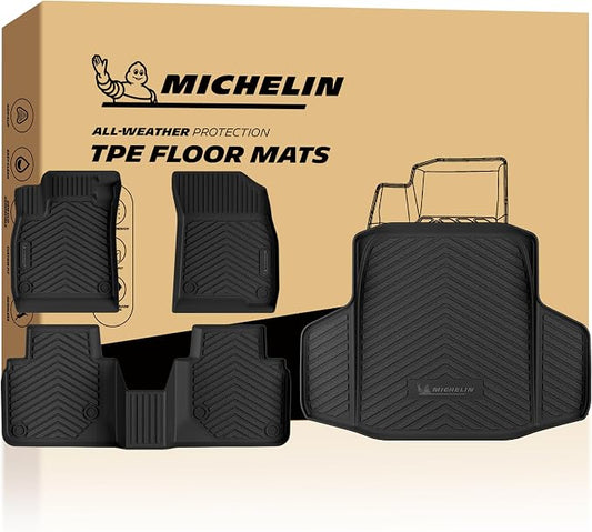 Michelin Vehicle Mats, Premier Series All-Weather TPE Custom Fit Liner for Honda Accord Gasoline & Hybrid 2023-2027 Floor Mats B(4 Piece)