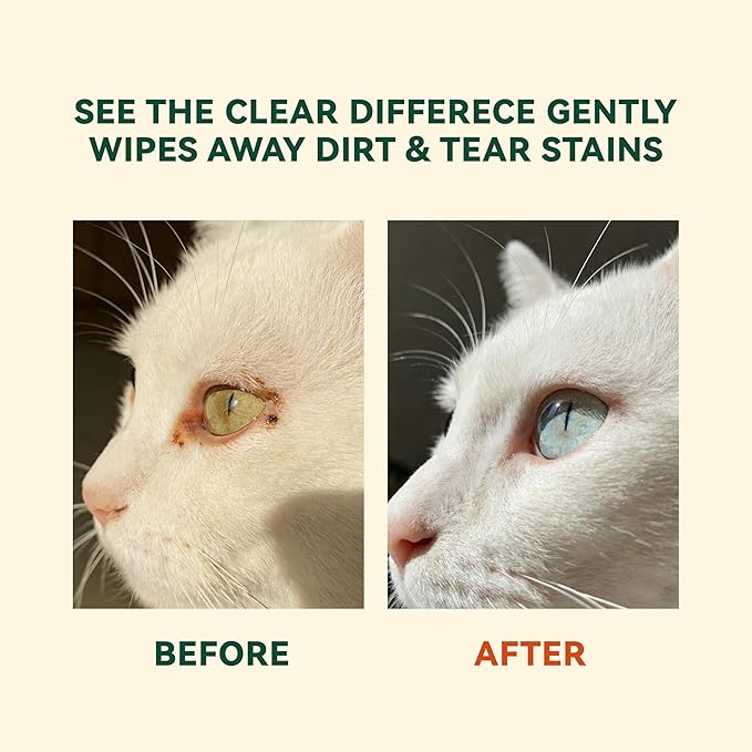 Eye Wipes for Dogs & Cats, Gently Remove Tear Stains, Debris & Discharge, Hypoallergenic Pet Eye Cleaner for Eyes, Wrinkles & Face, Unscented with Natural Coconut Oil & Provitamin B5, 100ct