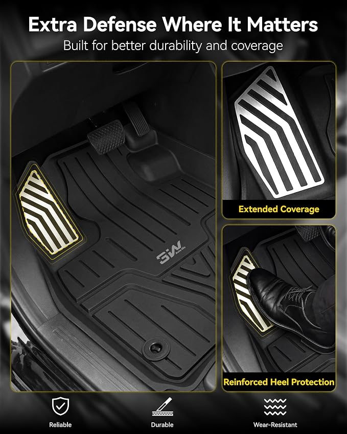3W Floor Mats & Cargo Liner Fit for Honda CR-V 2023 2024 2025 2026 (Include Hybrid), All Weather TPE Custom Fit CRV Floor Liner 1st, 2nd Row and Trunk (Upper Positon) Full Set Car Mats Black