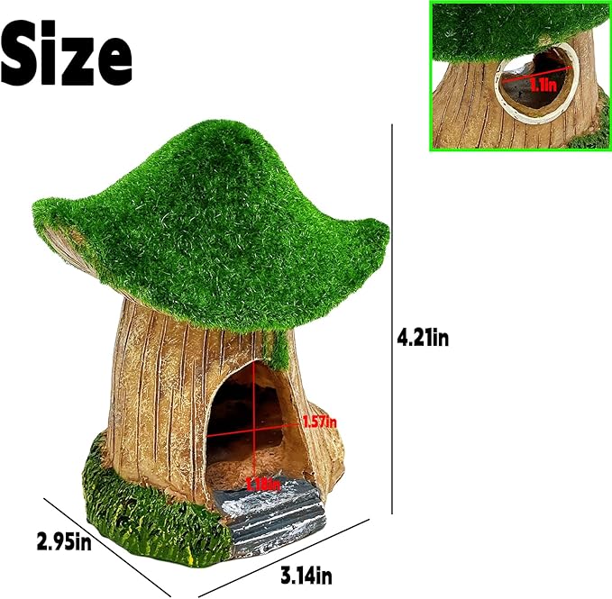 Tfwadmx Aquarium Decoration House Resin Hollow Hideout House Moss Cave Betta Fish Log Ornament Tank Hideaway Accessories for Mini Small Fish Shrimp