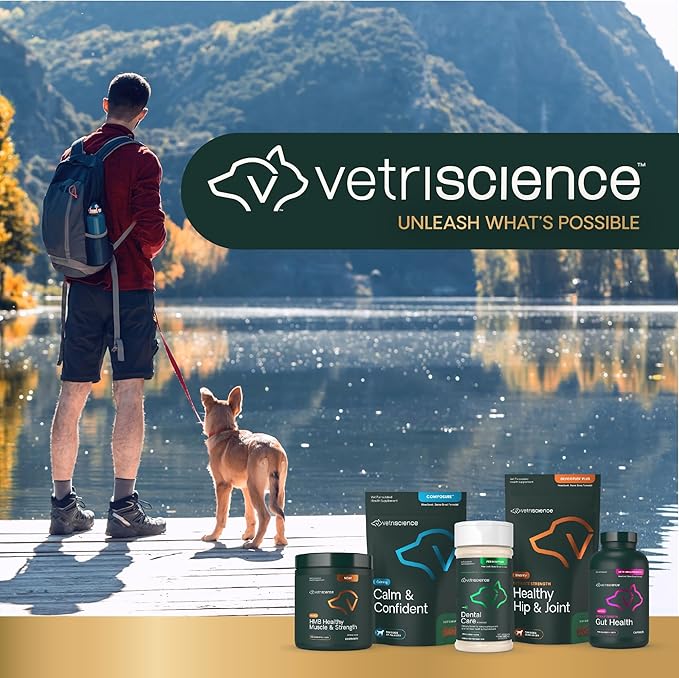 VetriScience Dental Care Powder for Dogs & Cats – Helps Reduce Plaque & Tartar Buildup, Clean Teeth & Fresher Breath, Clinically Tested, Vet-Formulated Oral Supplement, 4.2 oz