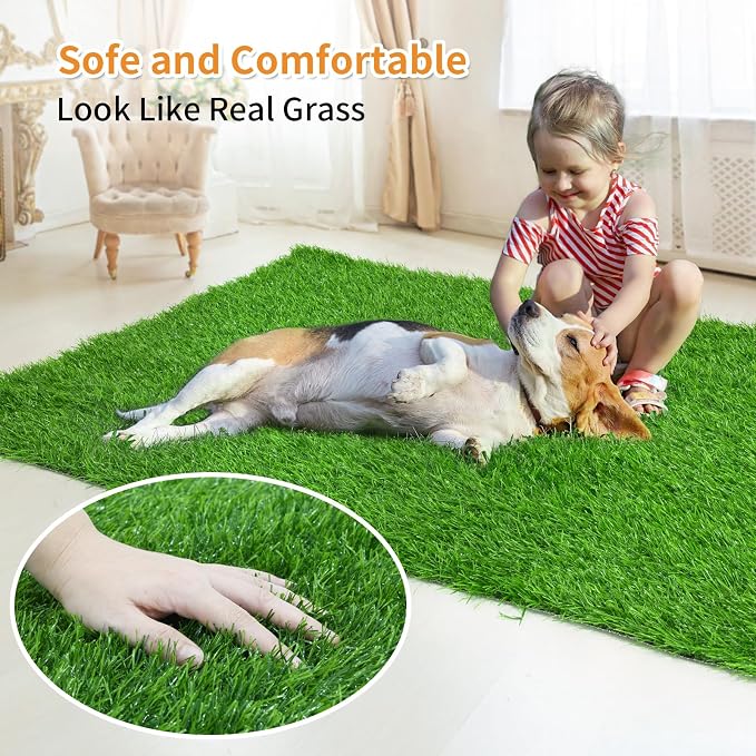 LOOBANI Dog Grass Pee Pads, 31x51in Artificial Grass Pads for Potty Tray | Pet-Friendly, Easy to Clean, Washable, Realistic, Fake Grass Mat for Puppy to Pee On, Outdoor Indoor Pee Grass, with Drainage