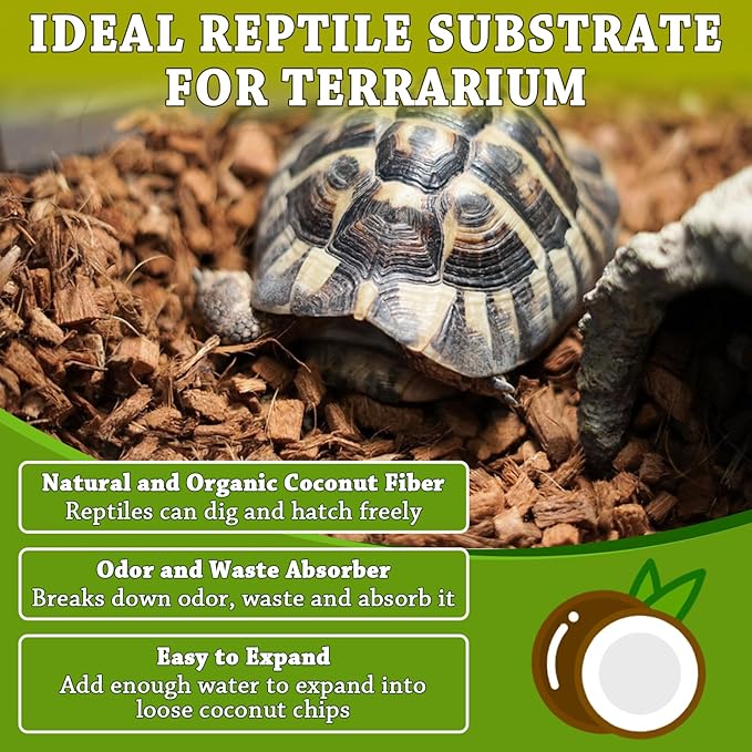 ZeeDix 3 Pack Coconut Husk for Reptiles, Organic Coconut Fiber Reptile Terrarium Substrate, Coco Husk Chips Reptile Bedding for Snakes, Tortoises, Ball Python, Geckos, Lizards, Hermit Crab, Tarantula