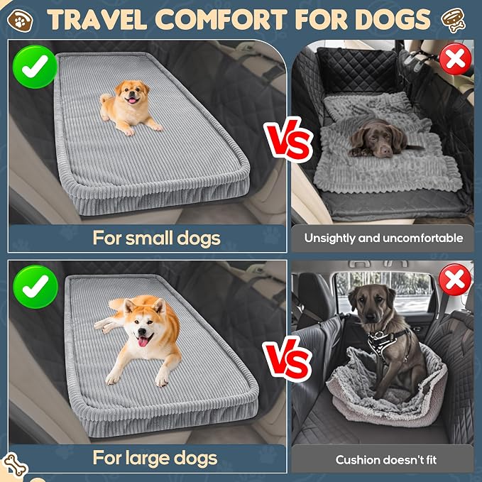 Loiion Dog Car Bed, Non-Slip Backseat Extender Pet Mat 50"x24.6"x2" | Removable, Washable Dog Bed With Waterproof Liner Protects Car Seats, Anti-Slip Travel Bed For Dogs