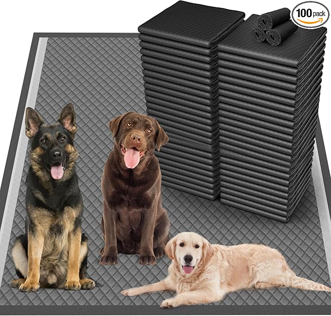 36"x36" Activated Charcoal Pee Pads for Dogs , 100 Count, Extra Large, Super Absorbent, Leakproof and Odor Resistant, Disposable Puppy Pads, Pet Training Pads, Potty Pads